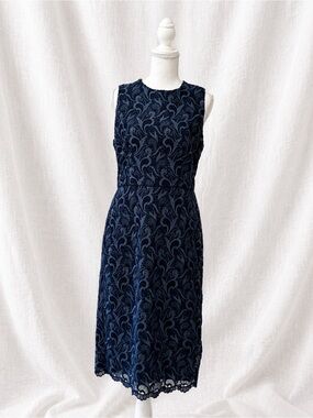 Ann Taylor Navy Lace Sleeveless Sheath Dress